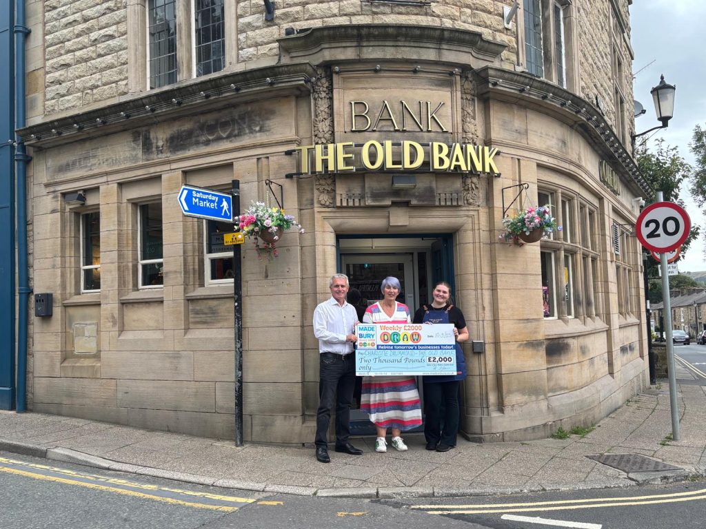 Charlotte Drummond, Assistant Manager at The Old Bank Ramsbottom, winner of the Made in Bury Weekly £2,000 Draw.